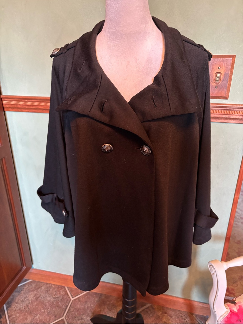 AB Studios Classic Black Double-Breasted Women’s Jacket L